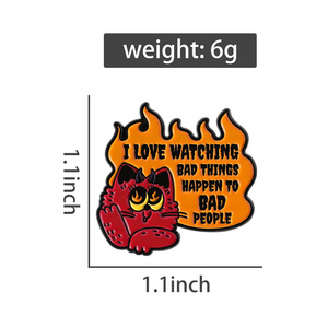 Broches de Esmalte con Diseño de Gato Demonio Rojo, Amo Ver que las Malas Cosas le Pongan de Golpe en la Cabeza a los Malos, Insignia para Solapa, Joyería, Regalo, Venta al por Mayor - Product Image 6