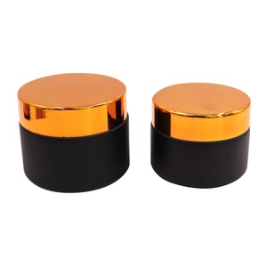 Pot cosmétique en verre noir 30ml 50ml 100ml, pot vide pour crème cosmétique et baume à lèvres avec couvercle doré - Product Image 4