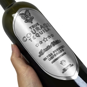 3D dập nổi nhôm mềm chai rượu vang nhãn mạnh mẽ dính 3D vàng mềm kim loại <span class=keywords><strong>Vodka</strong></span> nhãn rượu cho chai - Product Image 4