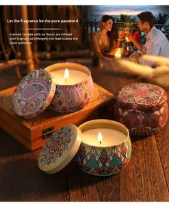 <strong>UK</strong> Best Seller 4-Pack Aromatherapy <strong>Soy</strong> Wax Travel <strong>Candle</strong> Set Handmade Tin Jar Dried Flowers for Christmas Spa Decor Mother's Day - Product Image 6
