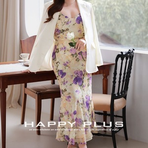 เดรสลายดอกพิมพ์ลายดอกไม้ Happy Plus ไซส์พลัสสำหรับผู้หญิง เอวธรรมชาติ สายเดี่ยว ยาวแบบแม็กซี่ พร้อมเข็มขัด - Product Image 3