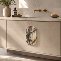 Poignée de porte d'armoire et de tiroir cannelée en marbre Calacatta Viola, artisanale, en pierre naturelle de luxe, pour maison et villa