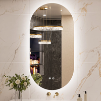 Miroir de salle de bain décoratif de luxe personnalisé tendance avec interrupteur tactile LED, design moderne mural, miroir de douche