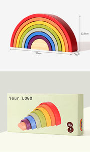 Jouet en bois Waldorf Los Grimm Arc-en-ciel, variété de blocs de construction empilables arc-en-ciel Montessori, bûches de forêt, éducation de la petite enfance - Product Image 5