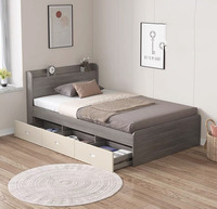Meubles de chambre à coucher légers et luxueux en bois et mélamine confortables lits simples à plateforme