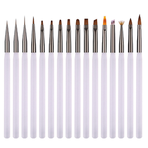 Juego de Pinceles para Uñas con Mango Acrílico Mate y Logotipo Personalizado, Juego Completo con Tapas, para Estippling, Difuminado, Encaje, Gel UV, Manicura - Product Image 6