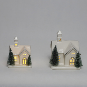 Fast Delivery <strong>Lowes</strong> White Porcelain <strong>Village</strong> House Led Lighted <strong>Christmas</strong> Ceramic Houses - Product Image 3