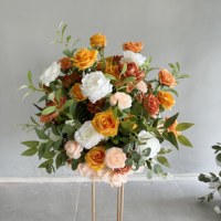 Vente en gros d'usine OEM Boule de fleur de rose blanche artificielle Boule de fleur colorée Centre de table pour décoration de mariage