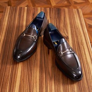 Mocassins en cuir pour hommes, style britannique, à bout carré, à lacets, pour le bureau et la carrière, tendance, avec mors de cheval, antidérapants, respirants, légers et confortables - Product Image 3