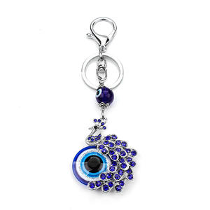 Porte-clés paon en acier inoxydable nouveau modèle avec conception d'oeil du diable en saphir bleu-Porte-clés de mode d'impression numérique - Product Image 3
