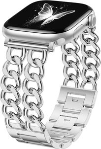 <span class=keywords><strong>Bracelet</strong></span> en métal pour femmes 40mm 41mm 38mm 42mm pour <span class=keywords><strong>Apple</strong></span> <span class=keywords><strong>Watch</strong></span> Series 10 9 8 <span class=keywords><strong>Bracelet</strong></span> à double maillons en acier ultra élégant et réglable - Product Image 6