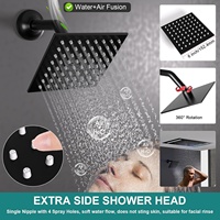 14x20 pouces luxe noir montage au plafond LED pluie Double pluie pommeaux de douche salle de bain système de douche thermostatique ensemble de luminaires