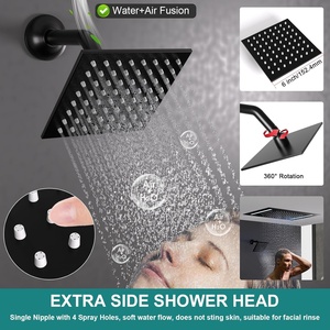 14x20 pollici di lusso nero soffitto montaggio LED pioggia <span class=keywords><strong>doppio</strong></span> pioggia soffioni <span class=keywords><strong>doccia</strong></span> bagno termostatico sistema <span class=keywords><strong>doccia</strong></span> Set infissi - Product Image 4