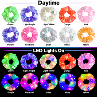 Nouveauté : Chouchou LED Lumineux Iridescent à Volants – 3 Modes d'Éclairage – Accessoire Cheveux Scintillant pour Soirées Disco et Fêtes Nocturnes