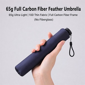 Parapluie pliant ultra-léger 65g en fibre de carbone, mini format de poche, imperméable, portable, avec impression de logo personnalisé - Product Image 1