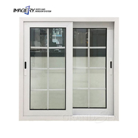 Fenêtres coulissantes en aluminium de petite taille avec grille, en verre trempé, style français, pour la maison