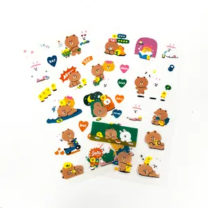 Custom Waterproof Decorative Korean Cute Kawaii animals vinyl label logo cartoon kiss cut Stickers Sheets With Tranpsanret Liner