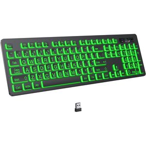 KOPJIPPOM <strong>Large</strong> Print Backlit Wireless <strong>Keyboard</strong> Full Size 2.4G Silent Light <strong>Computer</strong> <strong>Keyboards</strong> 7th Generation BT Russian - Product Image 6