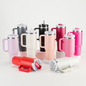 Vaso de Acero Inoxidable Personalizado a Prueba de Derrames de 40 oz con Asa y Pajita - Product Image 2