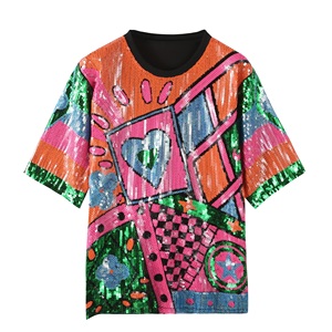 <span class=keywords><strong>Les</strong></span> Sequins 2025 Robe décontractée pour femmes Robe perlée élégante avec manches courtes et silhouette droite Options de taille plus - Product Image 3