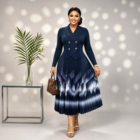 Ensemble deux pièces moderne et modeste pour femmes musulmanes, blazer noir à double boutonnage, jupe longue plissée dégradée, tenue formelle islamique