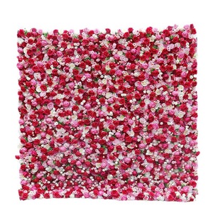 Rollo de fondo floral para pared con rosas artificiales rojas para decoración de bodas, San Valentín o eventos de Año Nuevo - Product Image 2