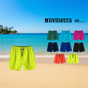 Costume da bagno da uomo HDJ, pantaloncini a tinta unita con coulisse in vita, lunghezza media, casual, in spandex e poliestere elasticizzato in quattro direzioni, taglie M L XL XXL - Product Image 3