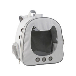 <b>Cat</b> bag, portable pet bag, large capacity, <b>cat</b> and dog carrying bag, PU semi-transparent <b>cat</b> head pet <b>backpack</b>. - Product Image 1