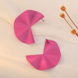 Venta Directa de Fábrica, Pendientes de Moda con Forma de Abanico Geométrico Coloridos, Unisex, de Aleación Metálica, Modernos - Product Image 5