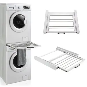 non slip bracket adjustable metal multifunctional home laundry towel dryer stacking kit with sliding shelf for washing machine