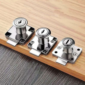 Serrure de meuble encastrée en métal avec bouton de tirage, corps de serrure et cylindre à clé pour tiroir, commode, armoire - Product Image 4