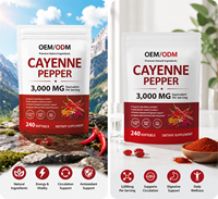 Compléments alimentaires en gélules de piment de Cayenne halal, marque privée, 240 unités, pour le soutien antioxydant et la digestion