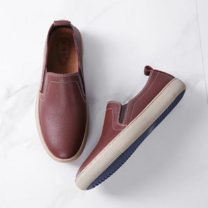 Mocassins en cuir véritable à bout rond pour hommes, semelle extérieure en caoutchouc légère, semelle intermédiaire en EVA, chaussures décontractées toutes saisons - Product Image 4