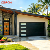 Australie Villa Caché Automatique Noir Aluminium Grille 16x7 Porte de Garage Grilles Modernes Lattes Portes de Garage Avec Portes Piétonnes