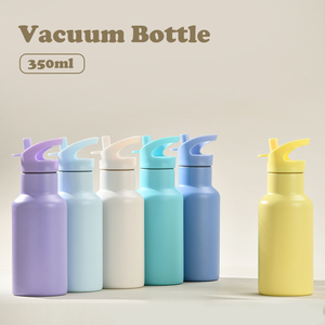 <b>Mini</b> Colorful 350ml Double Layer Stainless Steel Sports <b>Water</b> <b>Bottle</b> Flask With Straw Lid For Kids - Product Image 2