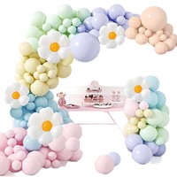 Kit d'arche de ballons pastel, guirlande de ballons fleurs marguerites, arche de ballons macaron pour décoration de toile de fond d'anniversaire ou de fête prénatale