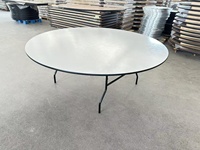 Table à manger ronde pliable moderne en contreplaqué blanc avec pieds en métal pour la maison, l'hôtel, l'extérieur, capacité de 10 personnes, meubles de salle à manger