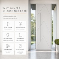 Porte d'entrée principale en acier inoxydable avec panneaux latéraux en verre, couleur personnalisée, système de verrouillage antivol pour appartements et maisons modernes américaines