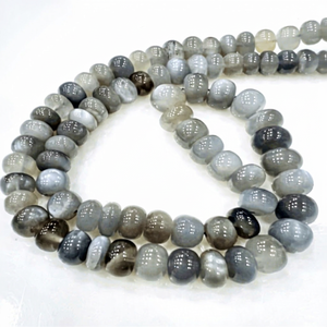 Alif International Manufacturer - Cuentas Redondas de Piedra Lunar Gris Natural de Alta Calidad, Lisas, de 8-10 mm, Hilo de 17 Pulgadas, para Fabricación de Joyas - Product Image 1