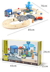 Train en bois multifonctionnel, jouet éducatif pour enfants, <span class=keywords><strong>jeu</strong></span> <span class=keywords><strong>de</strong></span> rôle, poste <span class=keywords><strong>de</strong></span> Police, <span class=keywords><strong>piste</strong></span> <span class=keywords><strong>de</strong></span> route en bois, lot <span class=keywords><strong>de</strong></span> 8 pièces - Product Image 2