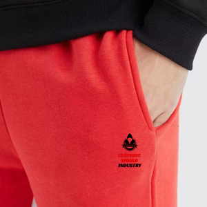 Pantalon de jogging ample et épais pour homme, style streetwear, avec patchs appliqués, coupe évasée, vintage, droit, rouge, baggy - Product Image 2