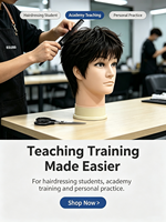 Tête de mannequin homme 6 pouces 100% cheveux humains, mannequin à cheveux courts pour la formation en coiffure, la pratique de la coupe, de la permanente et de la teinture en salon ou en école