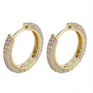 Maimang Factory Custom Fine 925 <b>Sterling</b> <b>Silver</b> Geometric Zircon Pave <b>Huggie</b> Earrings for Wedding Party - Product Image 2