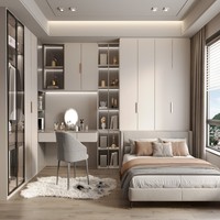 Neues Design Modernes Holz-Schlafzimmer-Set mit Kleiderschrank Schreibtisch Tatami-Bett - All-in-One Komfortabler Raum für Zuhause & Hotel