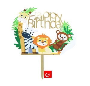 Decoración <span class=keywords><strong>de</strong></span> acrílico con letras <span class=keywords><strong>de</strong></span> mono y dibujos animados para pastel, decoración <span class=keywords><strong>de</strong></span> postre, Fiesta en la jungla, animales, Decoración <span class=keywords><strong>de</strong></span> Pastel <span class=keywords><strong>de</strong></span> feliz cumpleaños para niños - Product Image 6