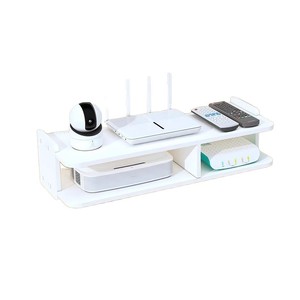 Wall Mounted Storage Rack 2 Tier Dustproof Moisture Proof No Drill For Router WiFi Box Projector <b>TV</b> Set Top Box - Product Image 2