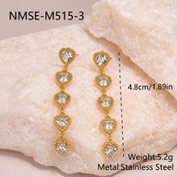 NIMAI Klassische CZ Zirkon Herz Quasten-Ohrhänger 18K Vergoldeter Edelstahl Damen Jubiläums-Party-Schmuck