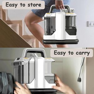 Nettoyeur de tapis et de moquettes portable sans sac pour hôtels, double fonction matelas et sièges auto, rangement compact - Product Image 1