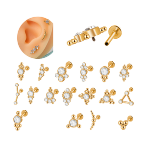 Chirurgisch Staal Kubisch Zirkoon Monroe Kraakbeen Medusa Rug Piercing Intern Schroefdraad Cluster Oorbel Lip Stud Ring - Product Image 1