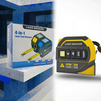 Télémètre laser 3-en-1 avec ruban de 5m et mesure laser de 40m, modèle Laser Cross-001, précision de 2mm, batterie au lithium, garantie de 3 ans, 50 groupes de mémoire
